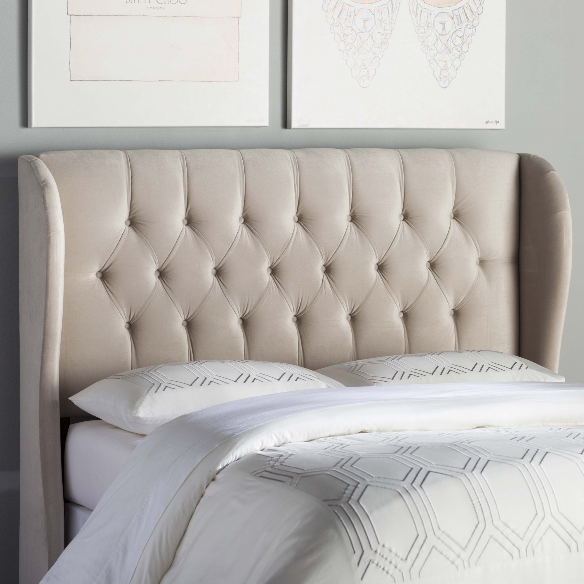 House of Hampton Tufted Upholstered Wingback Headboard & Reviews Wayfair